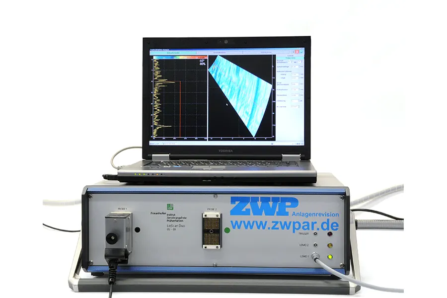 Phased-Array-Ultraschallprüfsystem von ZWP mit Laptop